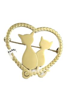 BROCHES MUJER DORADOS PAREJA DE GATITOS ENAMORADOS