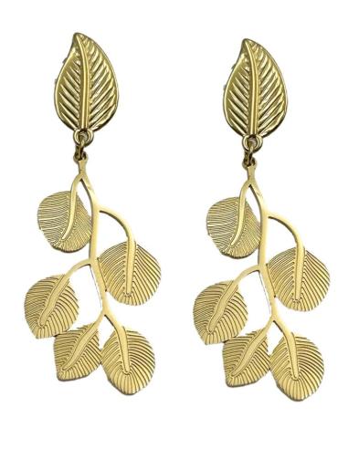 PENDIENTES DE FIESTA LARGOS DORADOS DE HOJITAS PARA BODAS