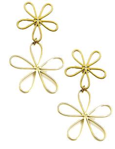 PENDIENTES LARGOS DORADOS DE FIESTA CON FLORS PARA BODAS