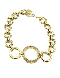 PULSERAS DE MUJER DORADAS CON ESLABONES Y DETALLE DE CIRCONITAS 2