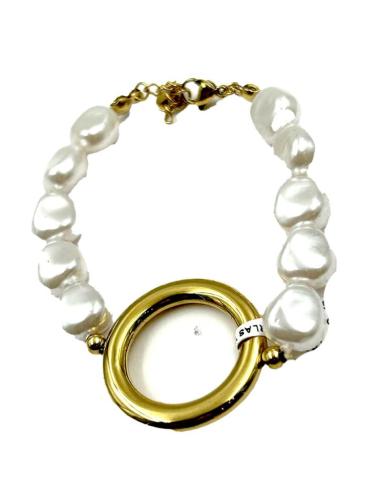 PULSERAS MODA CON PERLAS Y DETALLE DE ARO DORADO