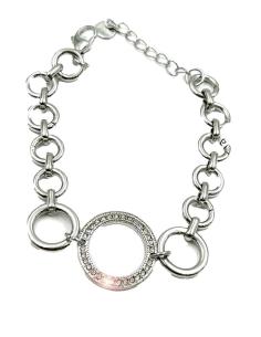 PULSERAS DE MUJER PLATEADAS DE ESLABONES Y DETALLE DE CIRCONITAS 2