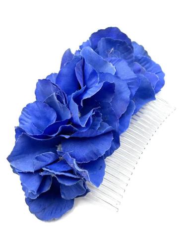 PEINETAS AZULONAS PARA BODAS CON FLORES BONITAS