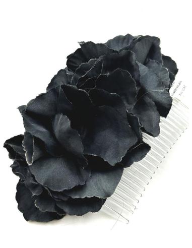 PEINETAS NEGRAS PARA BODAS CON FLORES BONITAS