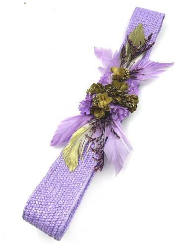CINTURONES MORADOS CLARO CON FORES Y PLUMAS PARA BODAS