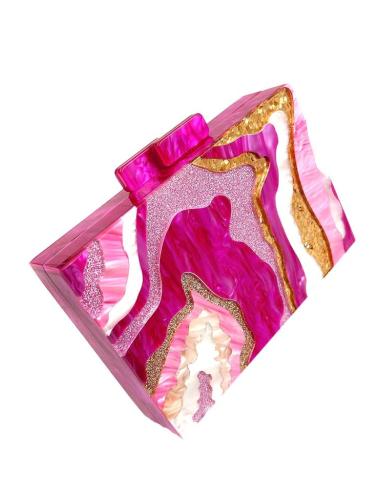 BOLSOS CAREY FIESTA FUCSIA ROSA Y DORADO DE BODA PRECIOSISIMO CLUTCH