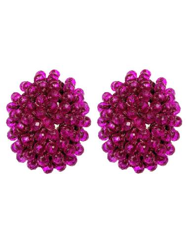 PENDIENTES DE CLIP FUCSIAS DE FIESTA DIA Y NOCHE