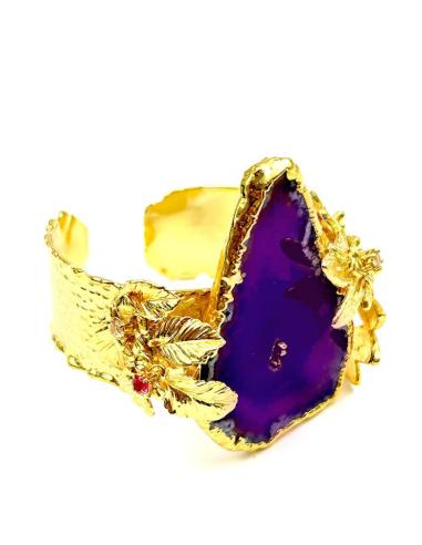BRAZALETES DORADOS CON PIEDRAS MORADAS PARA BODAS