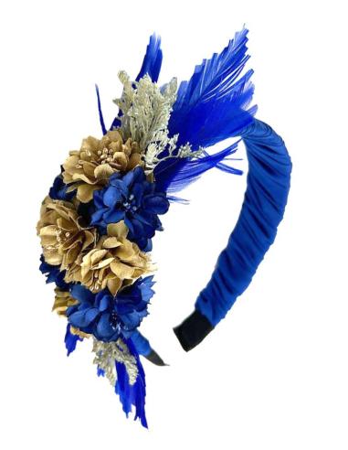 TOCADOS BODA AZULONES DIADEMAS FLOR Y PLUMAS