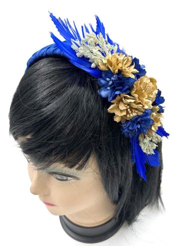 TOCADOS BODA AZULONES DIADEMAS FLOR Y PLUMAS