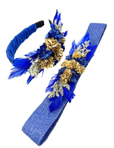 TOCADOS BODA AZULONES DIADEMAS FLOR Y PLUMAS