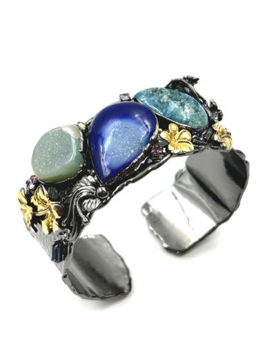 PULSERAS DE PIEDRAS AZULES DISEÑO ACTUAL PARA BODA Y EVENTOS