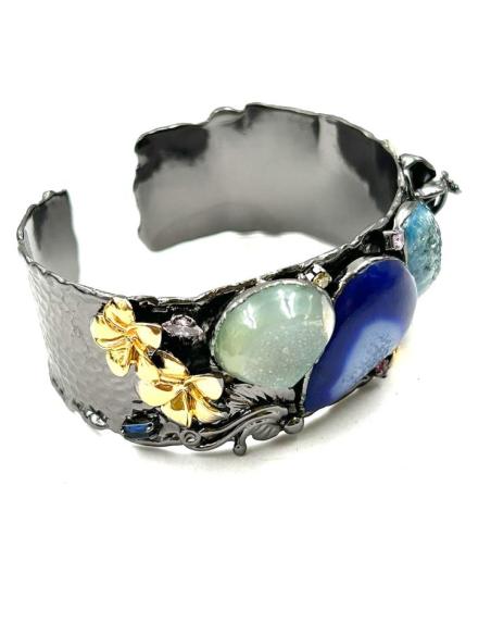 PULSERAS DE PIEDRAS AZULES DISEÑO ACTUAL PARA BODA Y EVENTOS