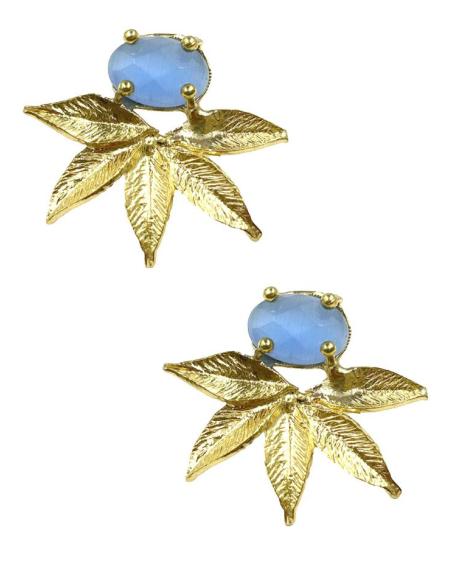 PENDIENTES BODA CORTOS DORADOS Y AZULES PARA BODAS DE DIA Y BAUTIZOS