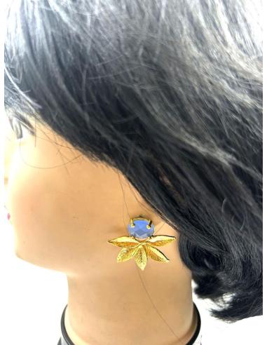 PENDIENTES BODA CORTOS DORADOS Y AZULES PARA BODAS DE DIA Y BAUTIZOS