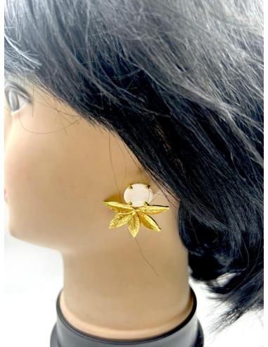 PENDIENTES BODA CORTOS DORADOS Y BLANCOS PARA DIA Y NOCHE