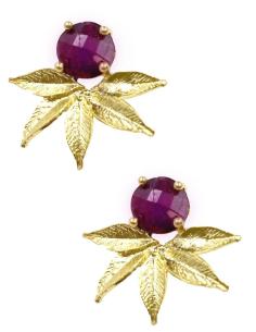 PENDIENTES BODA CORTOS DORADOS Y RUBI PARA DIA Y NOCHE