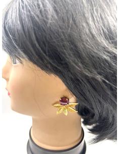 PENDIENTES BODA CORTOS DORADOS Y RUBI PARA DIA Y NOCHE 2