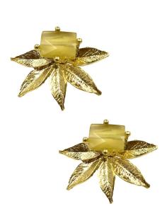 PENDIENTES BODA CORTOS DORADOS Y AMARILLOS PARA DIA Y NOCHE