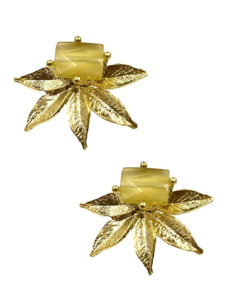 PENDIENTES BODA CORTOS DORADOS Y AMARILLOS PARA DIA Y NOCHE