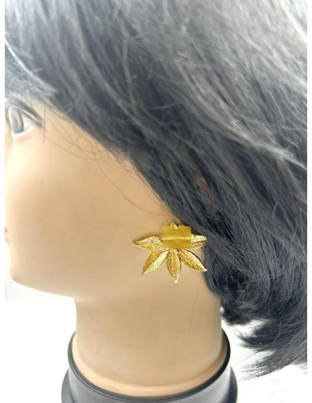 PENDIENTES BODA CORTOS DORADOS Y AMARILLOS PARA DIA Y NOCHE