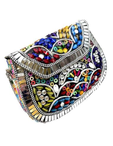 BOLSOS DE FIESTA COFRE MULTICOLOR Y PLATEADO PARA NOCHE Y BODAS