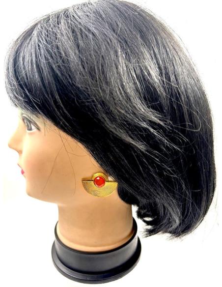 PENDIENTES CORTOS NARANJAS Y DORADOS DE PIEDRAS Y BAÑO DE ORO