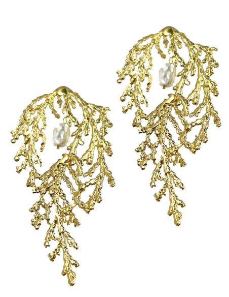 PENDIENTES DE BODAS BONITOS DORADOS CON PERLAS ESTILO SOFISTICADO