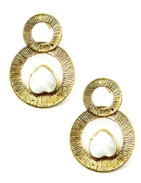 PENDIENTES MUJER DORADOS CON NACAR PARA BODAS DIA Y NOCHE
