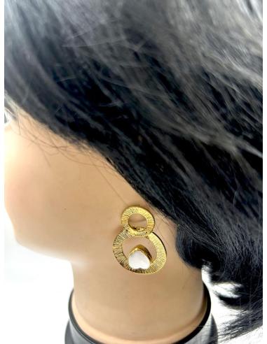 PENDIENTES MUJER DORADOS CON NACAR PARA BODAS DIA Y NOCHE