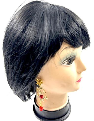 PENDIENTES LARGOS DORADOS CON ROJO CORAL IDEALES PARA CEREMONIAS