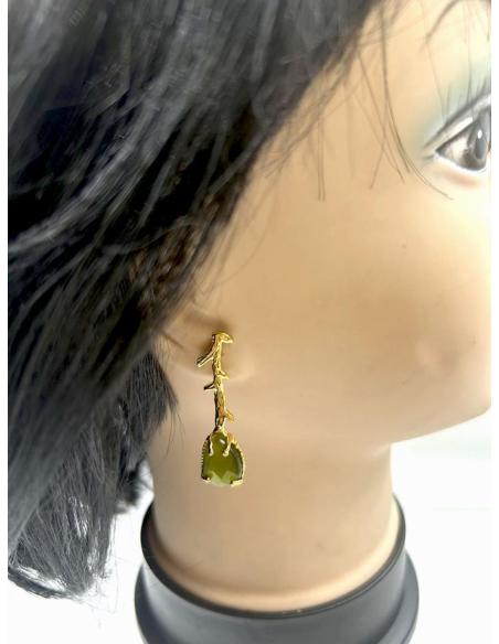 PENDIENTES VERDES OLIVA MUY ELEGANTES PARA BODAS Y BAUTIZOS