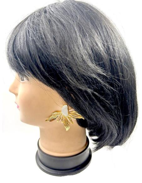 PENDIENTES SOFISTICADOS DORADOS CON GRIS PERLA