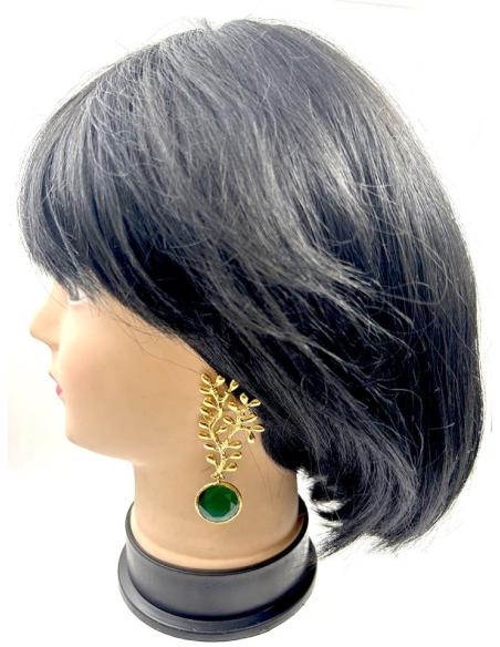 PENDIENTES LARGOS DORADOS Y VERDES PARA BODAS Y FIESTA