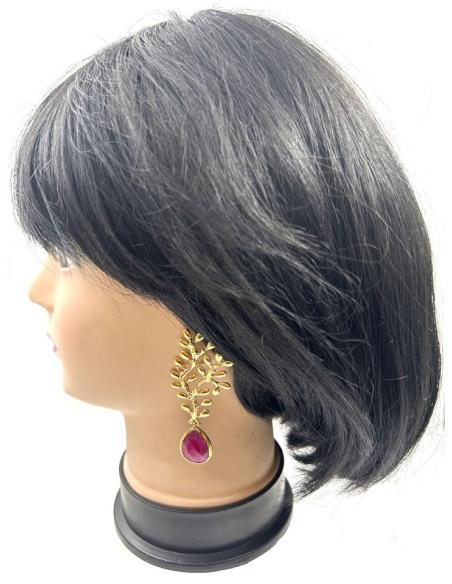 PENDIENTES LARGOS DORADOS Y BUGAMBILIAS PARA BODAS