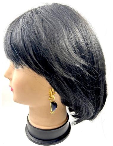 PENDIENTES PARA BODAS AZULES MARINO Y DORADOS CON BAÑO DE ORO