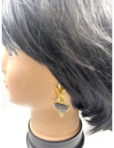 PENDIENTES BODA GRISES Y DORADOS MUY BONITOS CON CIRCONITAS