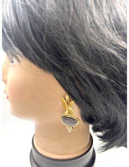 PENDIENTES BODA GRISES Y DORADOS MUY BONITOS CON CIRCONITAS