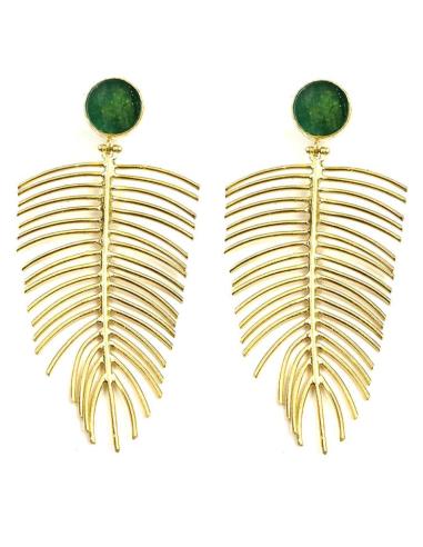 PENDIENTES LARGOS VERDES Y DORADOS PARA FIESTAS Y EVENTOS