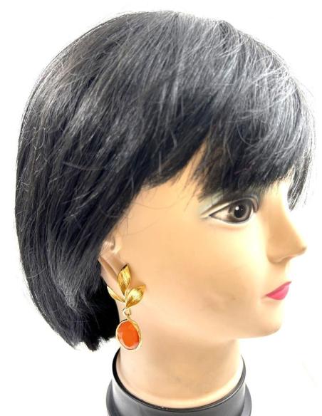 PENDIENTES NARANJAS Y DORADOS DE BODA Y COMUNION