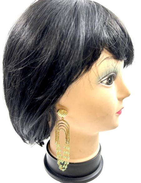 ELEGANTES PENDIENTES LARGOS DORADOS Y VERDES AGUA PARA BODAS DE NOCHE