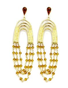 ELEGANTES PENDIENTES LARGOS DORADOS PARA BODAS DE NOCHE