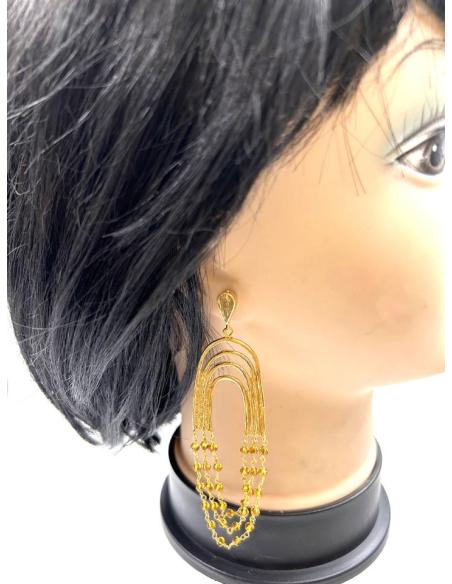 ELEGANTES PENDIENTES LARGOS DORADOS PARA BODAS DE NOCHE