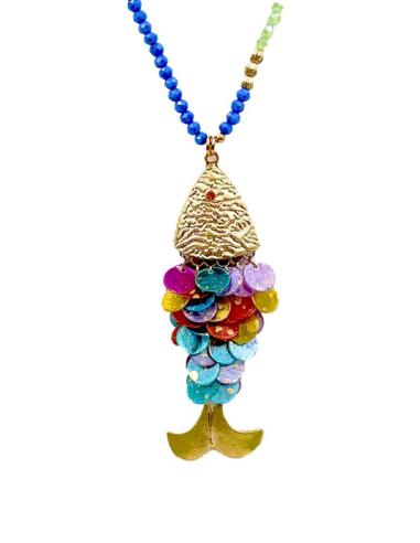 COLLARES LARGOS MULTICOLORES CON BONITO PECECILLO IDEALES PARA EL VERANO