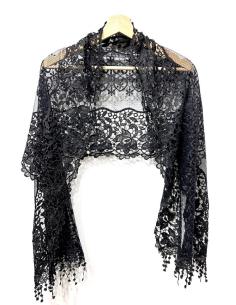 CHALES FIESTA NEGROS DE ENCAJE PARA NOCHES BODAS BAUTIZOS Y COMUNIONES