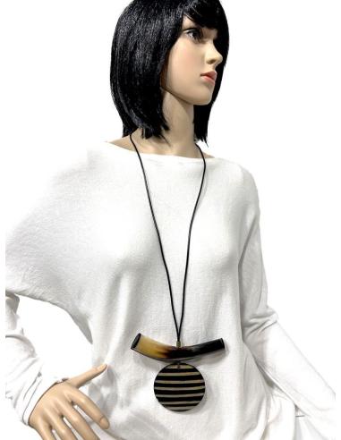 COLLARES MUJER CUERO Y CUERNO DE BUFALO AFRICANO