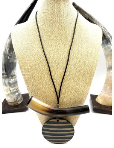 COLLARES MUJER CUERO Y CUERNO DE BUFALO AFRICANO