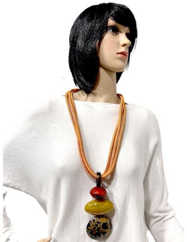 COLLARES NARANJAS DE CUERNO DE BUFALO PARA LOOK IBIZA