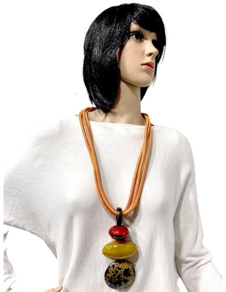 COLLARES NARANJAS DE CUERNO DE BUFALO PARA LOOK IBIZA