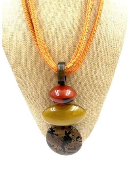 COLLARES NARANJAS DE CUERNO DE BUFALO PARA LOOK IBIZA
